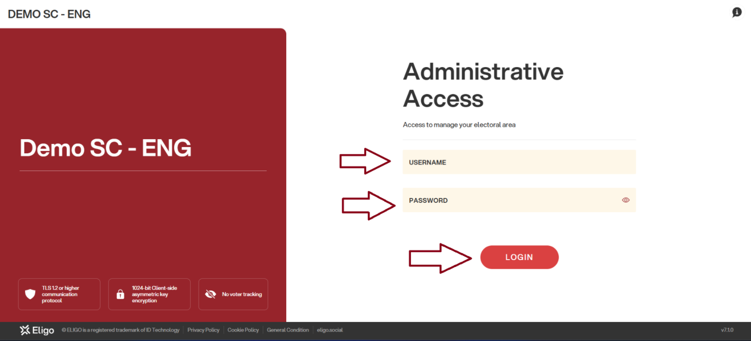 Admin login credentials